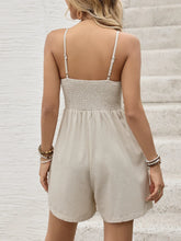 Smocked Back Spaghetti Strap Romper OutfitFlow